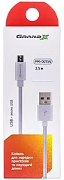 Кабель USB Grand-X 2.5M micro USB Cable White (PM025W) - миниатюра 3