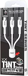 Кабель USB WK Wekome Tint Series Real Silicon 66w 5a 3-in-1 USB to micro/Lightning/Type-C cable white (WDC-07th) - миниатюра 2
