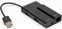 USB хаб Viewcon 2xUSB 2.0, 1xRJ-45 100Mb (VE450B) Black