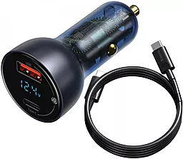 Автомобільний зарядний пристрій з швидкою зарядкою Baseus Particular QC4.0 PD3.0 PPS USB + Type-C 65W 5A + Type-C/Type-C Cable Black (TZCCKX-0G)