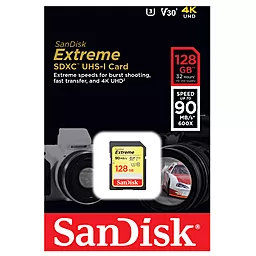 Карта пам'яті SanDisk SDXC 128GB Extreme Class 10 UHS-I U3 V30 (SDSDXVF-128G-GNCIN) - мініатюра 3