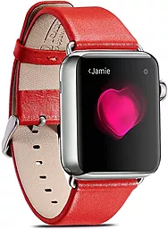 Сменный ремешок для умных часов Apple Watch Luxury Genuine Leather Series Watchband 42mm Red - миниатюра 2