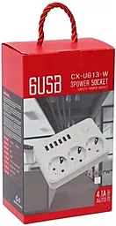 Сетевой фильтр (удлинитель) EasyLife CX-U613 3 розетки 10А + 6 USB 4.1A 2M с выключателем Белый - миниатюра 3