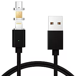 Кабель USB NICHOSI Magnetic Clip-On 3-in-1 USB to Type-C/Lightning/micro USB Cable black