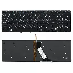 Клавиатура для ноутбука Acer AS M3-581 M5-581 V5-531 V5-551 V5-571 series без рамки подсветка клавиш 15.6" черная