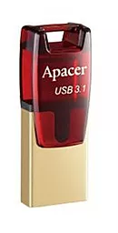 Флешка Apacer AH180 32GB Type-C Dual USB 3.1 Red (AP32GAH180R-1) - миниатюра 2