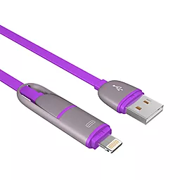 Кабель USB NICHOSI Transformer micro-lightning cable Violet - миниатюра 2