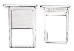Держатель (лоток) Сим карты Nokia 3 Single Sim и карты памяти, комплект 2 шт. Silver