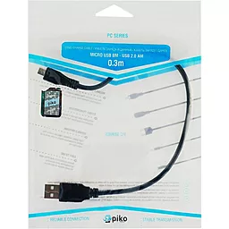 Кабель USB Piko 0.3M micro USB Cable Black - миниатюра 2