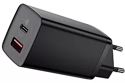 Мережевий зарядний пристрій з швидкою зарядкою Baseus GaN2 Lite Quick Charger C+U 65W EU Black (CCGAN2L-B01)