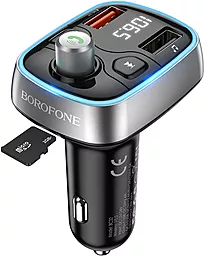 Автомобильное зарядное устройство с FM-модулятором и быстрой зарядкой Borofone BC32 Sunlight 18W Black - миниатюра 5