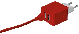 Сетевое зарядное устройство Trust Urban Revolt Dual Smart Wall Charger (1A/1A) Red - миниатюра 5