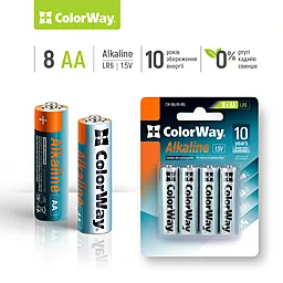 Батарейки ColorWay Alkaline Power AA/LR06 8шт - миниатюра 2