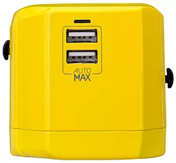 Сетевое зарядное устройство Momax 1-World Travel Adapter AC port 2.5a 2xUSB-A (UK/EU/US/JP/CN/AU) yellow (UA1Y) - миниатюра 3