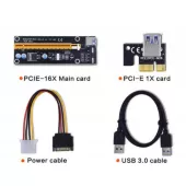Кабель (шлейф) Dynamode Райзер PCI-E x1 to 16x 60cm USB 3.0 Cable SATA to 4Pin IDE Molex Po - миниатюра 2
