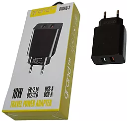 Сетевое зарядное устройство Grand D18AQ-2 18W/10.5W QC3.0 2.1A 2xUSB-A + USB-C Cable Black - миниатюра 5