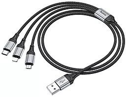 Кабель USB Hoco X102 12w 2.4a Fresh 3-in-1 USB Type-C to Type-C/Lightning/micro cable black - миниатюра 2