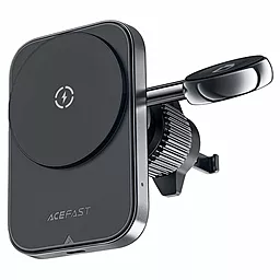 Автодержатель с беспроводной зарядкой, магнитный AceFast D18 in-car 2-in-1 magnetic wireless charging holder Black