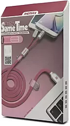 Кабель USB Remax Twins 2-in-1 USB to Lightning/micro USB cable pink (RC-025t) - миниатюра 3