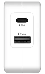 Сетевое зарядное устройство Macally 24Watt with USB-C/USB-A Port Home Charger White (HOME24UC-EU) - миниатюра 3