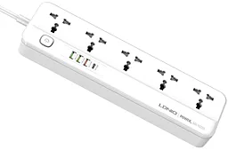 Мережевий фільтр (подовжувач) LDNio SC5415 5 розеток 10A 3xUSB-A-C 2м з вимикачeм White