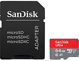 Карта памяти SanDisk microSDXC Ultra 64GB UHS-I A1 Class 10 + SD-adapter (SDSQUAB-064G-GN6IA)