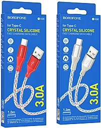 Кабель USB Borofone BX96 Ice Crystal Silicone 3a USB Type-C cable Red - миниатюра 4