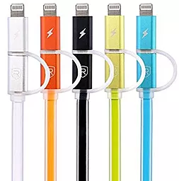 Кабель USB Remax Aurora Cable Lightning+micro USB Blue (RC-020t) - миниатюра 2