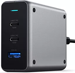 Сетевое зарядное устройство с быстрой зарядкой Satechi USB-C PD Compact Gan Charger Grey - миниатюра 2