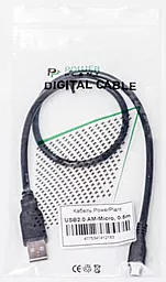 Кабель USB PowerPlant 0.5M micro USB Cable Black (KD00AS1218) - миниатюра 2