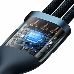 Кабель USB PD Baseus Flash II 100w 5a 1.5m 3-in-1 USB Type-C to Type-C/Lightning/micro USB cable blue (CASS030203) - миниатюра 4