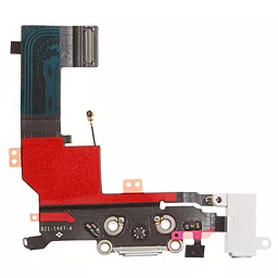 Нижний шлейф зарядки iPhone 5S с разъемом наушников и микрофоном White - миниатюра 3