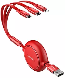 USB Кабель Baseus Golden Loop 3.5A 1.2M 3-in-1 USB to Type-C/Lightning/micro USB cable red (CAMLT-JH09)