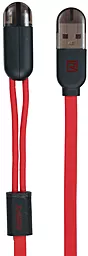 Кабель USB Remax Twins 2-in-1 USB Lightning/micro USB Cable Red (RC-025t)