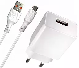 Сетевое зарядное устройство Veron AD14M 12W 2.4A + micro USB Cable White