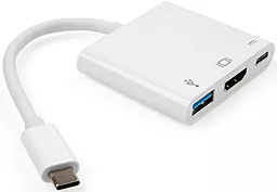 Мультипортовый USB Type-C хаб Vinga USB-C -> HDMI+USB3.0+USB-C White (VCPATC2HDMIUSBPDWH)