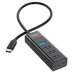 USB Type-C хаб Hoco HB25 Easy 4-in-1 Hub black - миниатюра 3