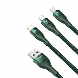 Кабель USB Baseus Flash 66w 5a 3-in-1 USB to Type-C/Lightning/micro USB Cable green (CA1T3-06) - миниатюра 2