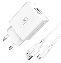 Мережевий зарядний пристрій SkyDolphin SC30V 2.1a 2xUSB-A ports home charger + micro USB cable white (MZP-000114)
