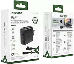Сетевое зарядное устройство AceFast A37 100W QC/PD USB-A + 3xUSB-C + L-Type USB-C Cable Black - миниатюра 6