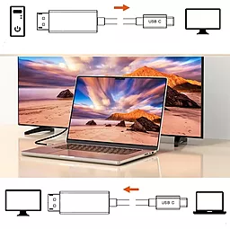Видеокабель PowerPlant USB Type-C 3.1 Thunderbolt 3 - DisplayPort v1.1 4k 30hz black (CA911844) - миниатюра 4