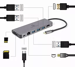 Мультипортовый USB Type-C хаб Cablexpert 5-in-1 hub gray (A-CM-COMBO5-05) - миниатюра 4