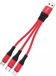 USB Кабель Hoco X47 Harbor 3-in-1 USB to Type-C/Lightning/micro USB Cable red
