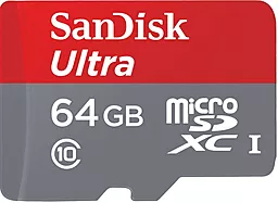 Карта памяти SanDisk microSDXC 64GB Ultra Class 10 UHS-I (SDSQUNS-064G-GN3MN)