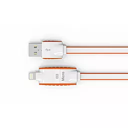 Кабель USB LDNio 2-in-1 USB Lightning/micro USB Cable Orange (LC83) - миниатюра 2