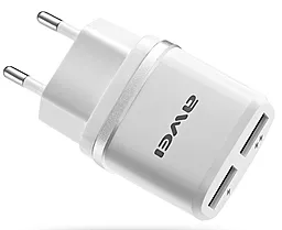 Сетевое зарядное устройство Awei 2 USB 2.1A White-Silver (C-930) - миниатюра 3