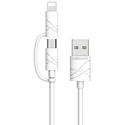 Кабель USB Usams U-Gee 2-in-1 USB to Lightning/micro USB cable white (US-SJ077)