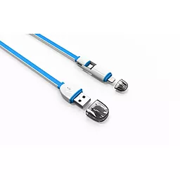 Кабель USB LDNio 2-in-1 USB Lightning/micro USB Cable Blue (LC82) - миниатюра 5