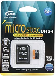 Карта памяти Team microSDHC 16GB Class 10 UHS-I U1 + SD-адаптер (TUSDH16GU9003) - миниатюра 2