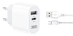 Сетевое зарядное устройство XO L97 USB C+A + micro USB Cable White